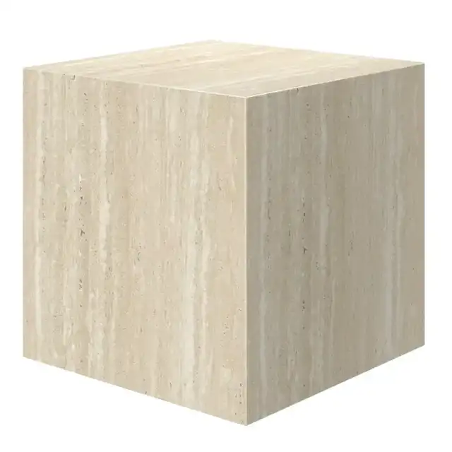 Artemis Square Accent Table in Travertine
