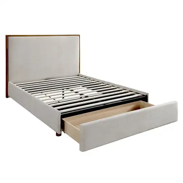 Andover 60" Queen Platform Bed with Drawer in Oat