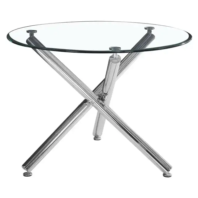 Solara and Devo 5pc Dining Set - Chrome Table and Black Chairs