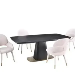 5-PIECE DINING SET - BLACK/BEIGE