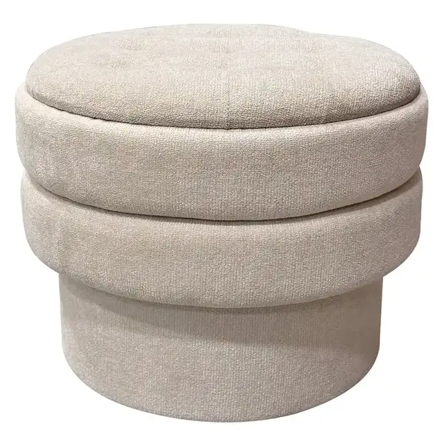 Kepler Round Storage Ottoman in Oat