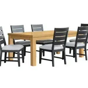 7-PIECE DINING SET - OAK/BLACK
