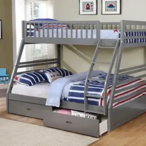 B 117 Single/Double Bunk Bed (Includes Set of Drawers) - Grey
