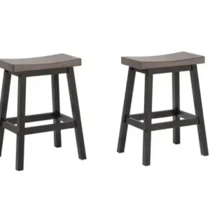 COUNTER STOOL, SET OF 2 - OAK/DARK GREY - (OPEN BOX)