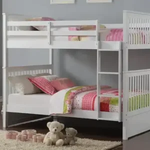 B 123 Double/Double Bunk Bed - White