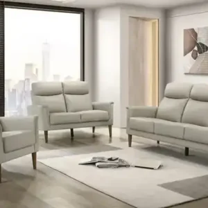 IF 8010 (Light Grey Leather Match) - 3Pc Sofa Stationary Set