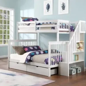 B 1852 - 39"/54" Bunk (White)(Reversible stairs)