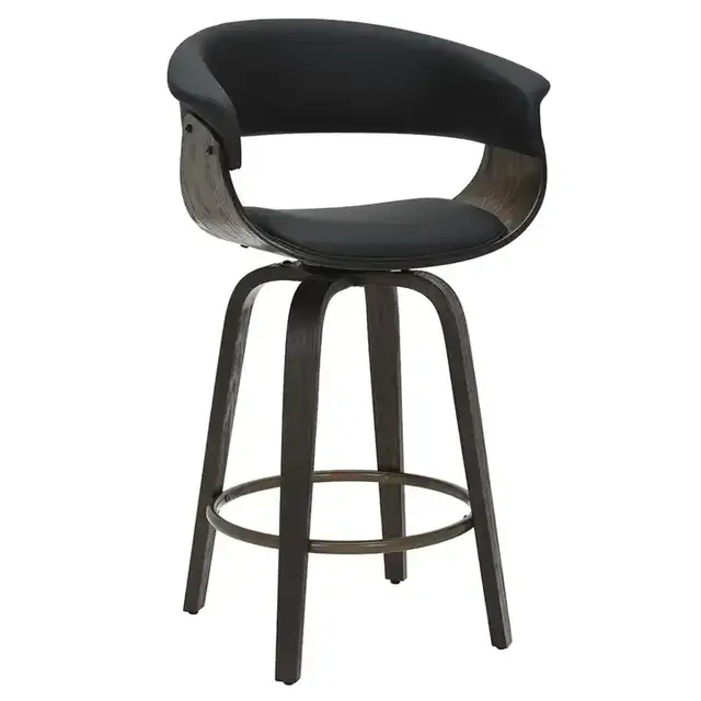 Holt 26" Counter Stool with Swivel, Set of 2 in Black and Walnut
