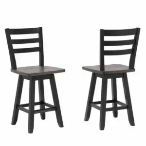 COUNTER STOOL, SET OF 2 - OAK/DARK GREY