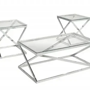 3-PEICE COFFEE TABLE SET - SILVER