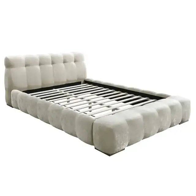 Pasha 60" Queen Platform Bed in Beige Pearl