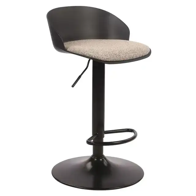 Mabel Adjustable Air-Lift Stool, Set of 2 in Black and Beige