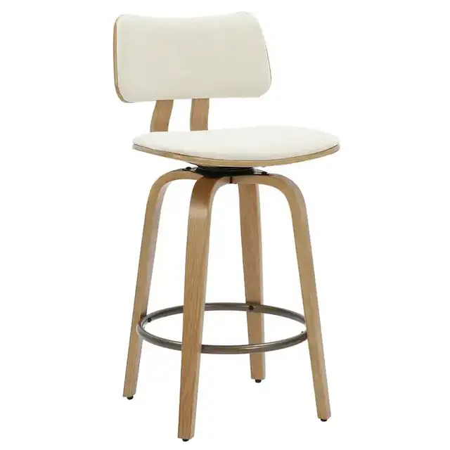 Zuni 26" Counter Stool with Swivel, Fabric in Beige Fabric and Natural