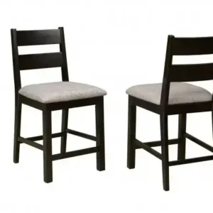 COUNTER STOOL, SET OF 2 - BLACK/DARKOAK