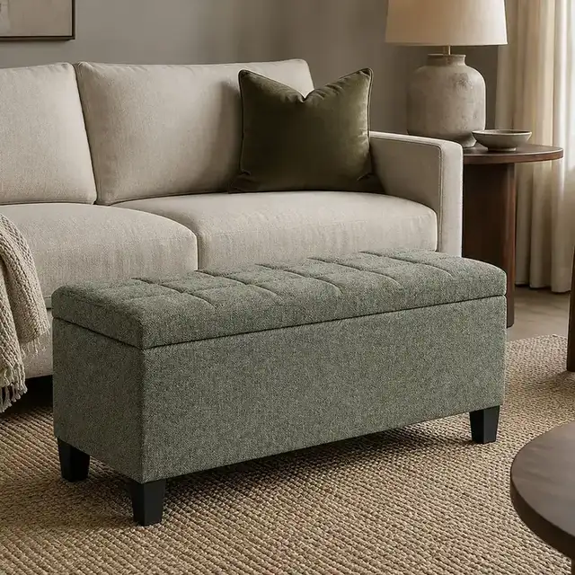 Sonos Storage Ottoman Bench in Moss