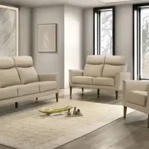 IF 8012 (Beige Leather Match) - 3Pc Sofa Stationary Set