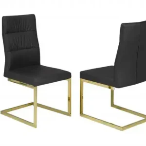 DINING CHAIR, SET OF 2 - BLACK/GOLD