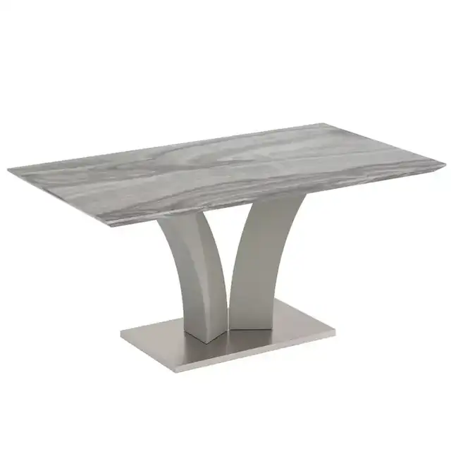 Napoli and Devo 7pc Dining Set - Grey Table and Light Grey Chairs