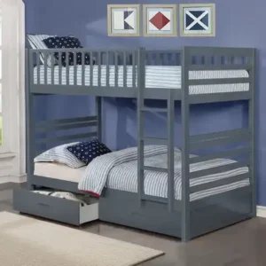 B 110 Single/Single Bunk Bed (Includes Set of Drawers) - G r e y