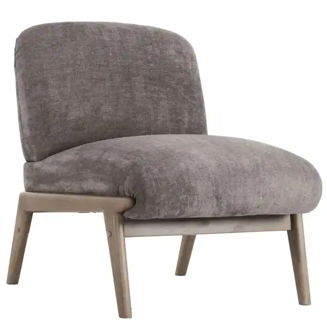 Lisson Accent Chair in Dark Taupe and Walnut