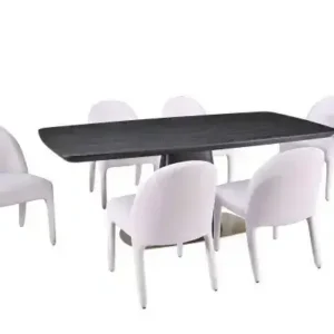 7-PIECE DINING SET - BLACK/BEIGE