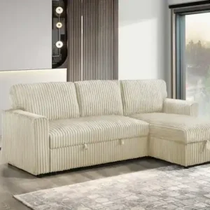IF 9026 - Sofabed Sect. w/ Rev. Chaise (Creme Fabric)