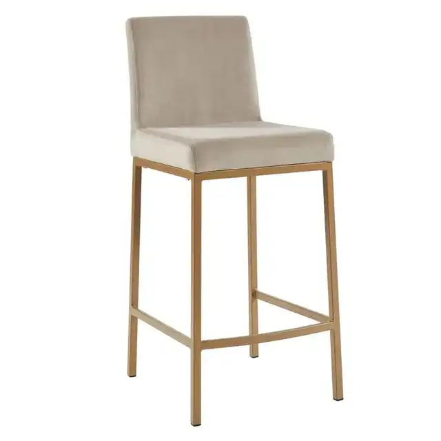 Diego 26" Counter Stool, Set of 2 in Beige and Aged Gold