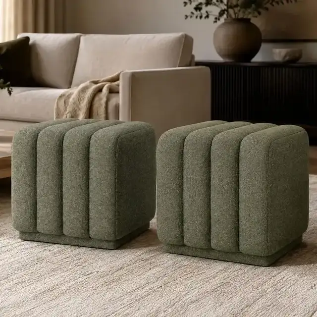 Pollo Square Ottoman in Moss