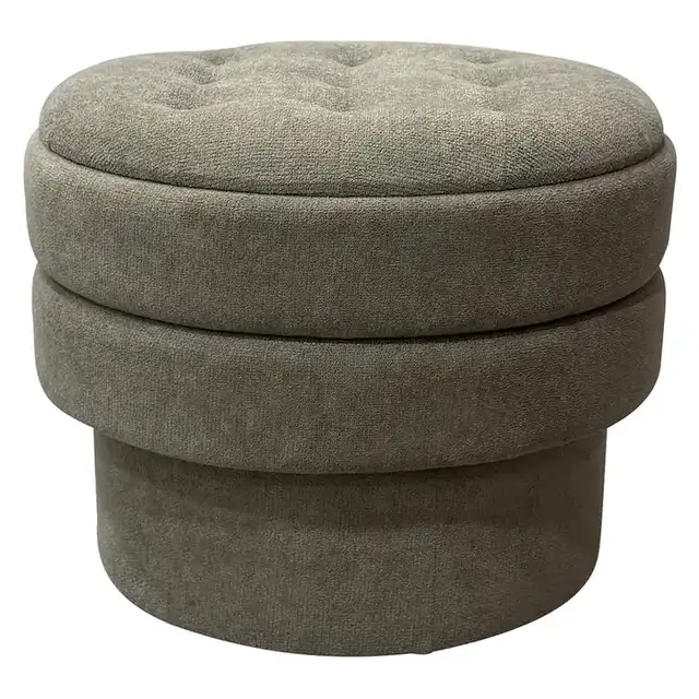 Kepler Round Storage Ottoman in Moss