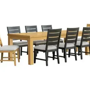 9-PIECE DINING SET - OAK/BLACK