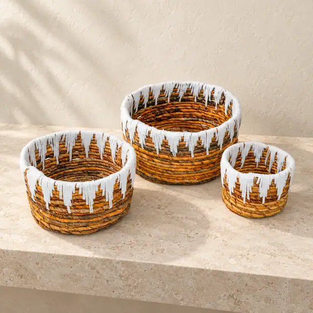 Rattan Bowl Set — Elevated Front Separated Set