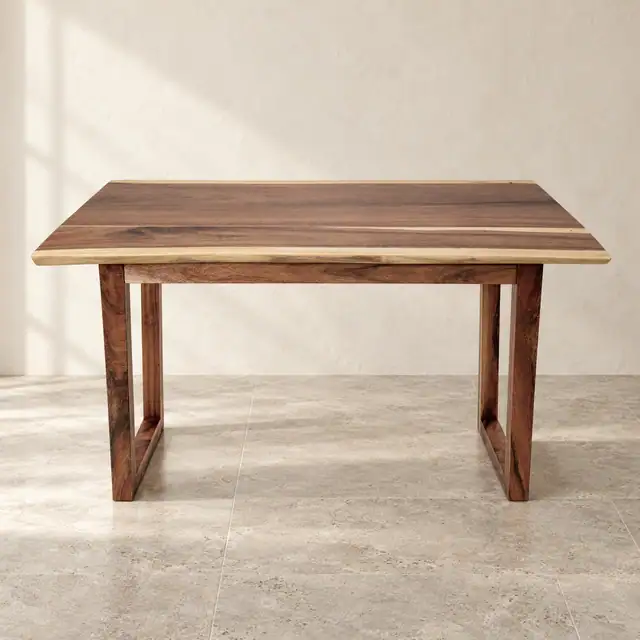 Handcrafted Suar Wood Counter-Height Table — Front Elevation