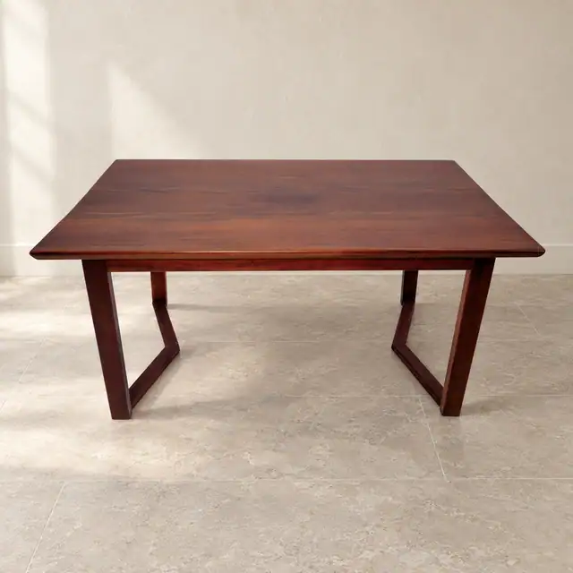 Handcrafted Solid Mahogany Dining Table — Front — Corrected Inward Bends