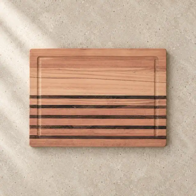 Solid Wood Cutting and Serving Board — Design 01 — Overhead Top Face