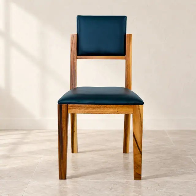 Solid Wood Dining Chair with Double Cushions — Front