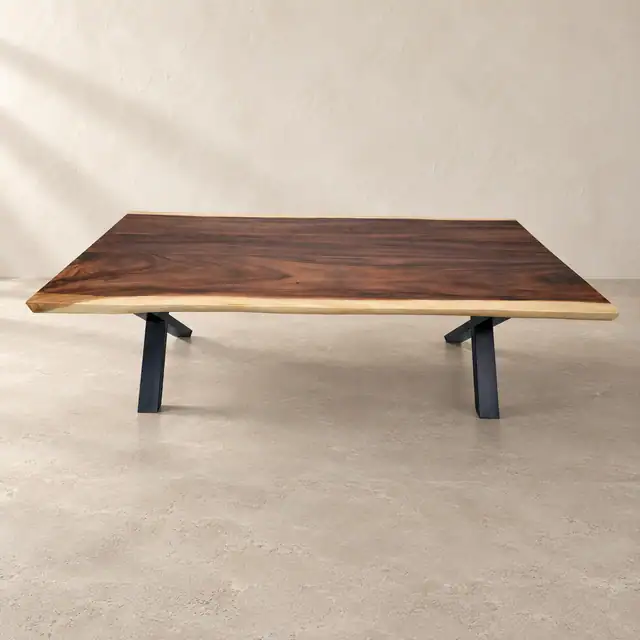 Live Edge Suar Wood Dining Table with U-Frame Metal Legs — Alternate Source Specimen