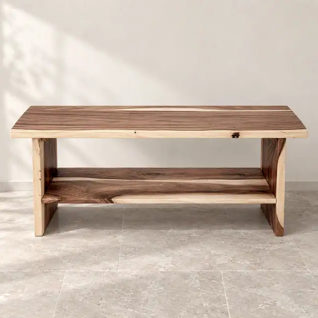 Solid Suar Wood TV Console — Design 01 — Front Elevation