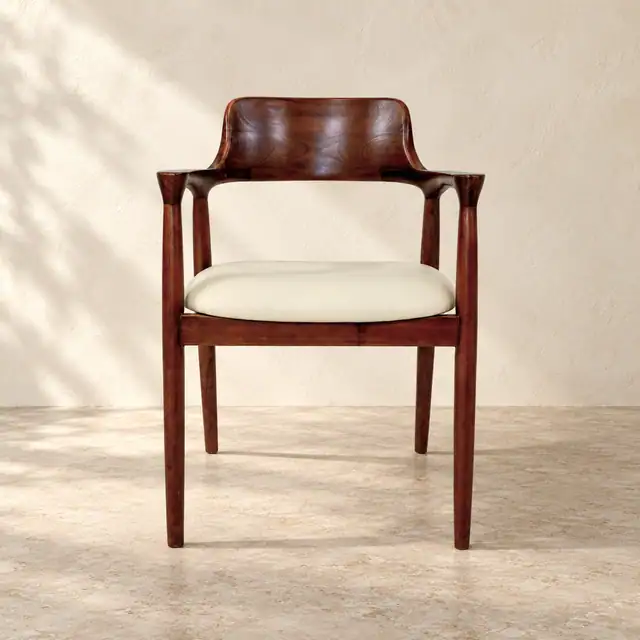 Solid Teak Dining Chair — Design 01 — Straight Front