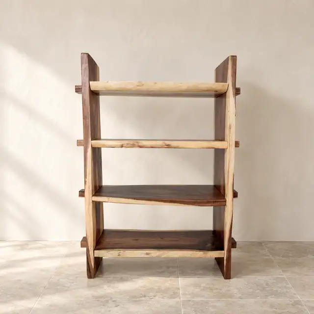 Solid Suar Wood Open Display Shelving — Front