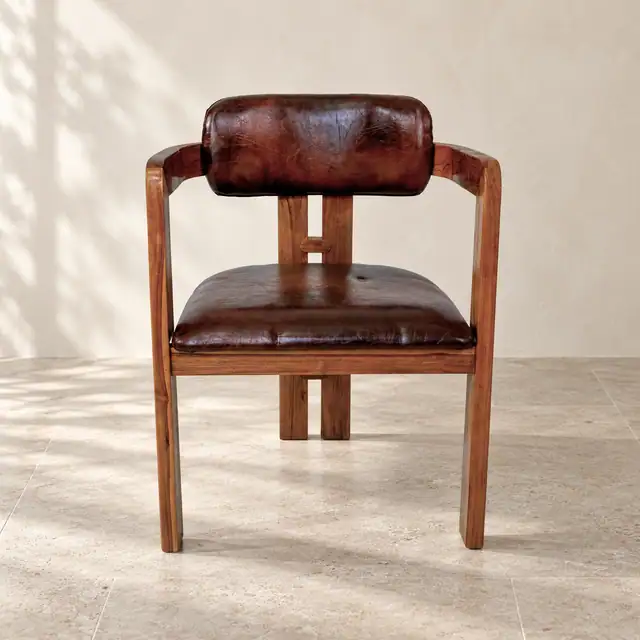 Solid Teak Dining and Accent Chair — Source Frontal View