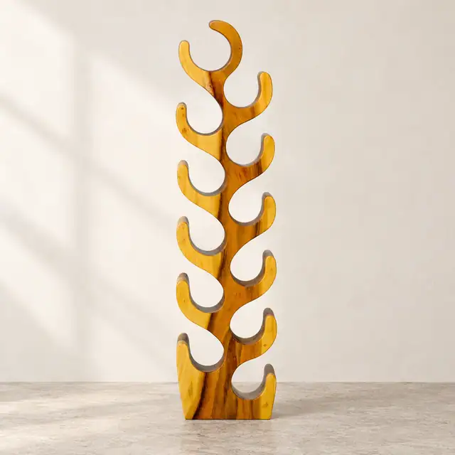 Solid Suar Wood Wine Holder — Medium — Straight On Cut Face