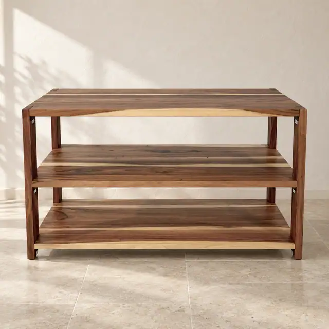 Handcrafted Suar Wood Kitchen Island Table — Design 02 — Front